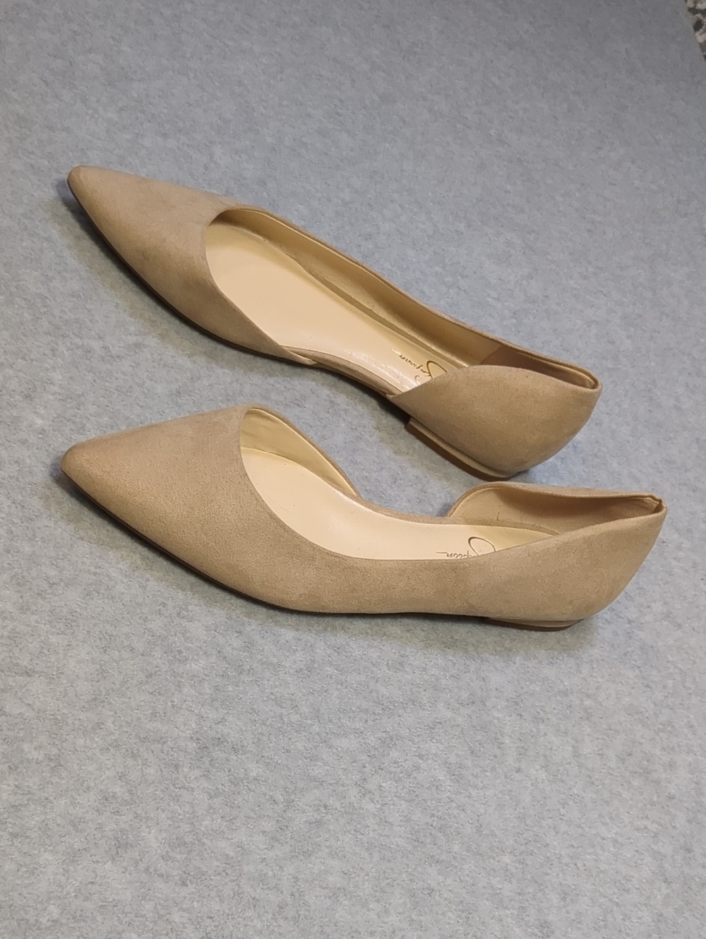 NWT Jessica Simpson Tan Suede D'Orsay Pointed Flats Size 10
